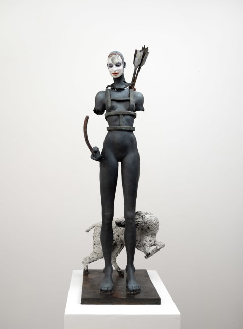 Cecilia Z. Miguez (b. 1955)
Diana, 2025
bronze, glass microbeads, ceramic microbeads, and oil paint
35 1/2 x 15 5/8 x 10 inches;  90.2 x 39.7 x 25.4 centimeters
LSFA# 16437