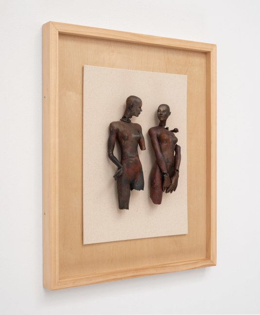 Cecilia Z. Miguez (b. 1955)
Variation by Fire: Caught in Conversation, 2025 
bronze, wood, and canvas
22 1/2 x 17 1/2 x 3 1/2 inches;  57.1 x 44.5 x 8.9 centimeters
LSFA# 16457 