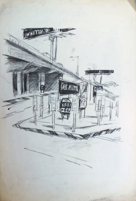 Freeway Onramp (Freeway series), circa 1962 charcoal and graphite on paper 24 x 18 inches; 61 x 45.7 centimeters LSFA# 11907