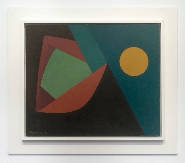 Karl Benjamin (1925-2012)
Untitled with Moon, 1954
oil on Masonite
24 x 28 3/4 inches;&amp;nbsp; 61 x 73 centimeters
LSFA# 10574