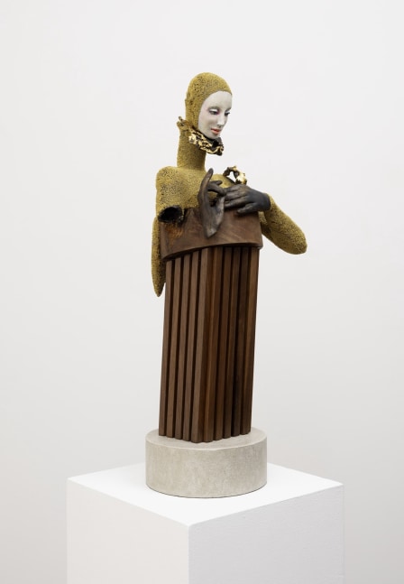 Cecilia Z. Miguez (b. 1955)
The Golden Piece, 2025
bronze, wood, concrete, glass microbeads, gold leaf, and oil paint
24 3/4 x 7 inches;  62.9 x 17.8 centimeters
LSFA# 16436