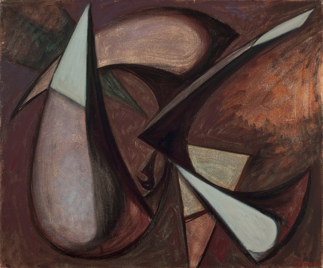 Lorser Feitelson (1898-1978) Prometheus, 1949     oil on canvas 30 x 36 inches;  76.2 x 91.4 centimeters LSFA# 01484