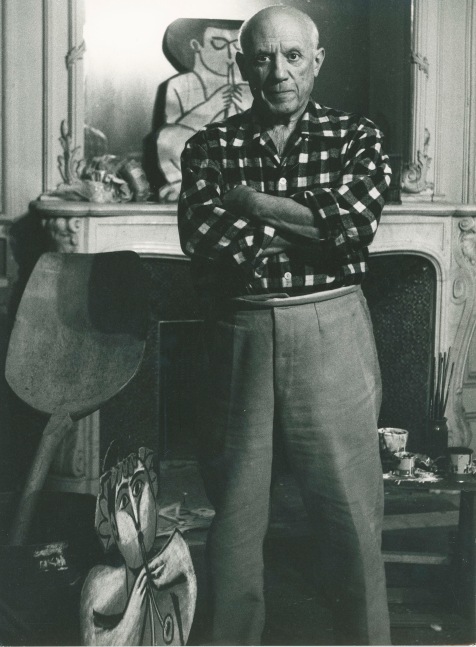 Picasso au miroir &quot;La Californie,&quot; Cannes, 1955    vintage silver gelatin print 9 1/4 x 6 7/8 inches;  23.5 x 17.5 centimeters LSFA# 11157