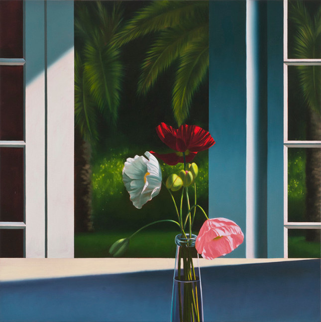 Untitled (Poppies, Window), 2011     oil on canvas 30 x 30 inches;  76.2 x 76.2 centimeters LSFA# 12381