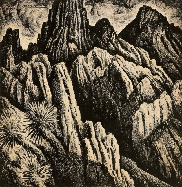 Alfredo Ramos Martinez (1871-1946) Cordillera Mexicana, 1934 tempera on paper 18 x 17 1/2 inches; 45.7 x 44.5 centimeters LSFA# 01045