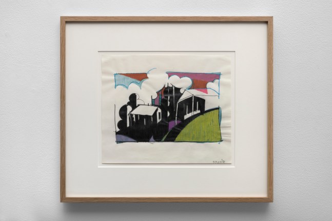 Ken Price (1935-2012) Houses with Clouds, 1981     colored pencil, graphite, and ink on paper 8 x 10 inches;  20.3 x 25.4 centimeters LSFA# 15046