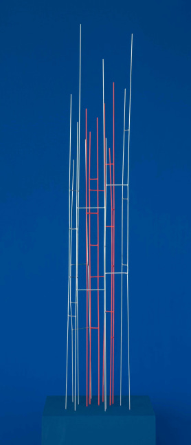 Knopp Ferro (b. 1953) Mikado 22:08, 2012 stainless steel with red pigment 49 x 7 x 9 inches; 124.5 x 18 x 23 centimeters ​LSFA# 12432