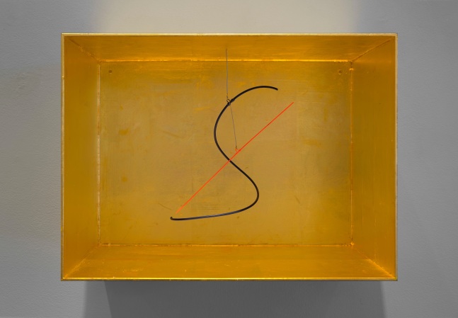 Knopp Ferro (b. 1953) Room Zero #2, 2020 acrylic, gold leaf, stainless steel, ultramarine blue pigment, and neon red pigment 10 3/4 x 14 3/4 x 9 3/4 inches; 27.5 x 37.5 x 25 centimeters LSFA# 15256