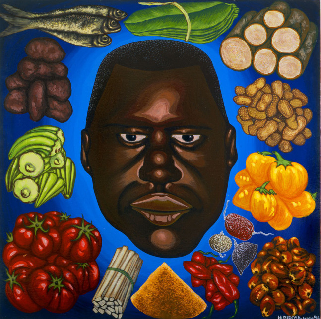 T&amp;ecirc;te aux petits tas (Head with Small Pieces), 1994

oil on panels

48 x 48 inches; 122 x 122 centimeters