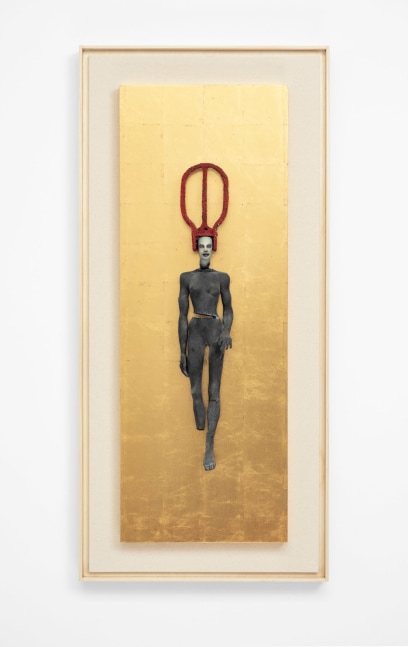Cecilia Z. Miguez (b. 1955)
Darshan, 2025
bronze, wood, canvas, gold leaf, glass microbeads, and oil paint
42 1/2 x 19 1/2 x 6 1/2 inches;  108 x 49.5 x 16.5 centimeters
LSFA# 16447