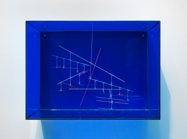 Colour Space 23:12, 2020 dark blue acrylic, stainless steel, and red pigment 10 3/4 x 14 3/4 x 9 3/4 inches; 27.5 x 37.5 x 25 centimeters LSFA# 15257
