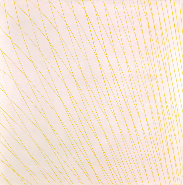Network Series (yellow &amp; white), July 1967     acrylic on canvas 48 x 48 inches;  121.9 x 121.9 centimeters LSFA# 13289