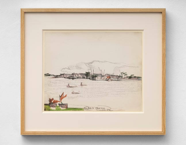 Richard Neutra (1892-1970) Chao Phraya River, Thailand, 1952     charcoal and pastel on paper 10 7/8 x 13 1/2 inches;  27.6 x 34.3 centimeters LSFA# 15392