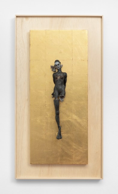 Cecilia Z. Miguez (b. 1955)
Spontaneous Samayik, 2025
bronze, wood, gold leaf, glass microbeads, and oil paint
34 5/8 x 18 5/8 x 4 3/4 inches;  88 x 47.3 x 12.1 centimeters
LSFA# 16459