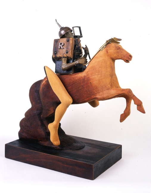 Rider, 2002, wood, bronze and found objects 19 x 19 x 18 inches;  48.3 x 48.3 x 45.7 centimeters LSFA# 02621