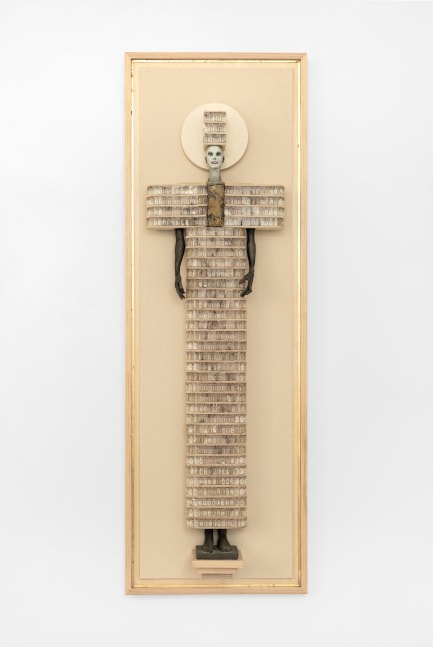 Cecilia Z. Miguez (b. 1955)
The Cure, 2025 
bronze, wood, resin, glass, cork, glass microbeads, gold leaf, and oil paint
64 x 21 1/2 x 5 1/2 inches;  162.6 x 54.6 x 14 centimeters
LSFA# 16438 