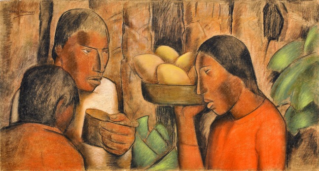 Alfredo Ramos Martinez&amp;nbsp;(1871-1946)&amp;nbsp;

Vendedora de Mangos, circa 1938

pastel and Conte crayon on paper
19 x 36 inches; 48.3 x 91.4 cm