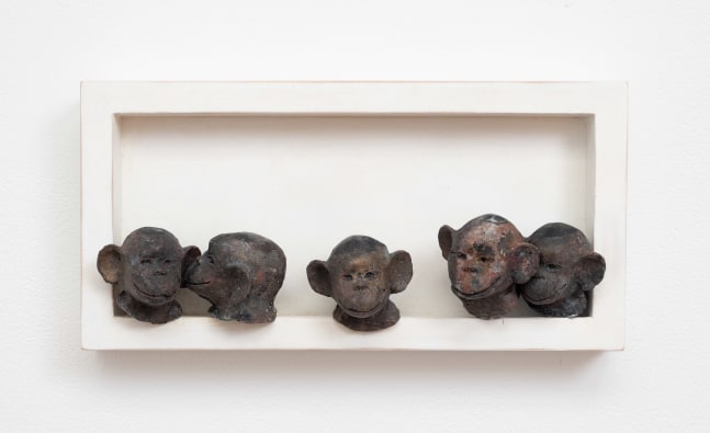 Cecilia Z. Miguez (b. 1955) Monkey Business, 2025 bronze and wood 6 x 12 1/4 x 3 inches; 15.2 x 31.1 x 7.6 centimeters LSFA# 16465