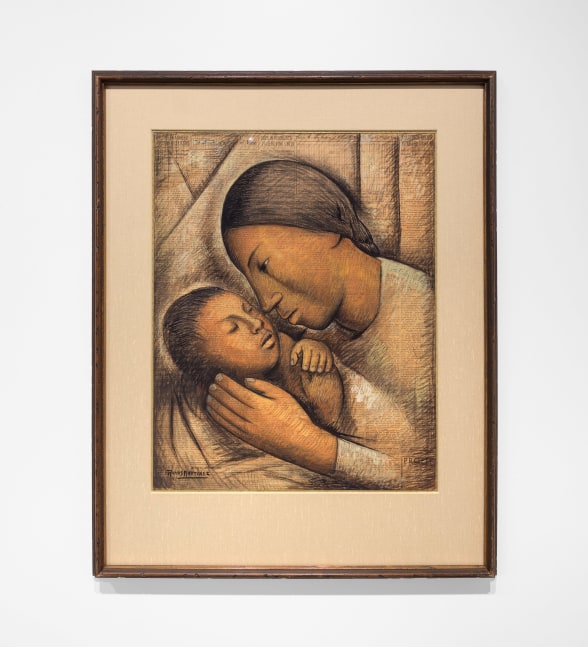 Alfredo Ramos Martínez (1871-1946) Amor de Madre, circa 1934 tempera on newsprint 20 3/4 x 16 1/2 inches; 52.8 x 41.9 centimeters LSFA# 13315