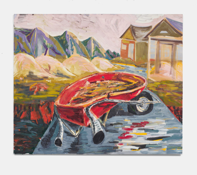 Ken Taylor Reynaga
Red Wheelbarrow, 2022
Oil on canvas
79h x 95w x 1.50d in
200.66h x 241.30w x 3.81d cm