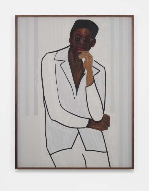 Serge Attukwei Clottey
Adrien, 2021
Oil paint, duct tape on cork board
59h x 46w in
149.86h x 116.84w cm