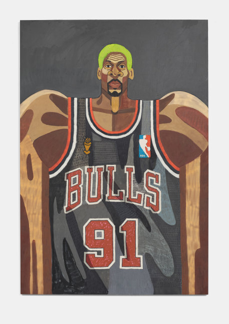 Julian Pace
Rodman (Black Jersey) (Front), 2022
Oil and acrylic on linen
92h x 63w x 1.50d in
233.68h x 160.02w x 3.81d cm