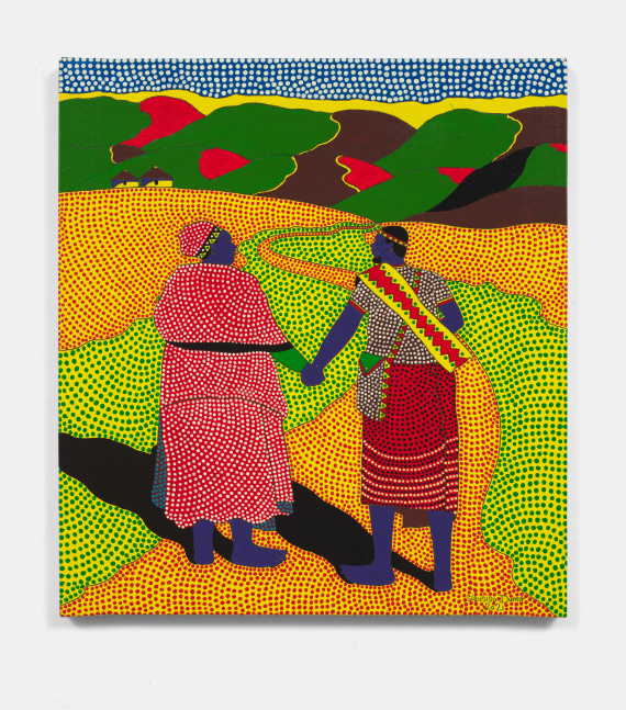 Sibusiso Duma
Drunk in Love (Ngisemathandweni), 2021
Acrylic on Canvas
21.85h x 19.69w x 1d in
55.50h x 50w x 2.54d cm