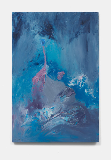 Elizabeth Ibarra
Untitled, (Blue Planet), 2022
Acrylic, cold wax and oil on wood panel
35.75h x 24w x 1d in
90.81h x 60.96w x 2.54d cm