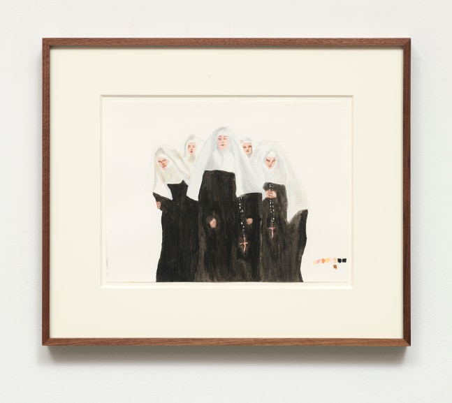 Lisa Pomares
Five Nuns, 2020
Watercolor on paper
18.25h x 15.25w x 1.63d in