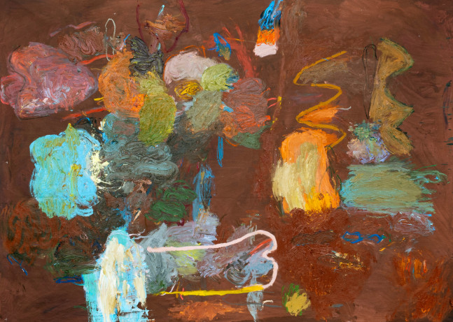 Roy Aurinko
On a construction site, 2023
Oil, pastel and acrylic on canvas
72h x 99w x 1.50d in
182.88h x 251.46w x 3.81d cm