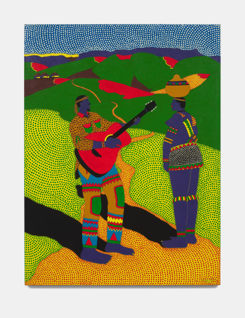 Sibusiso Duma
Gegelagege (Greeting word for Intombi in IsiZulu), 2021
Acrylic on Canvas
39.96h x 29.92w x 1d in
101.50h x 76w x 2.54d cm