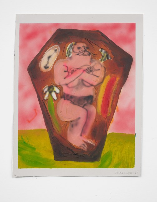 Loser Angeles
Coffin with a Hot Dog, 2023
Oil and acrylic on paper
14h x 11w in
35.56h x 27.94w cm