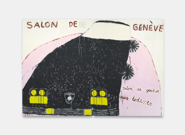 Gabrielle Graessle
Salon de Genève sans hôtesse, 2023
Acrylic and spray
70.25h x 102w x 1.25d in
178.44h x 259.08w x 3.18d cm