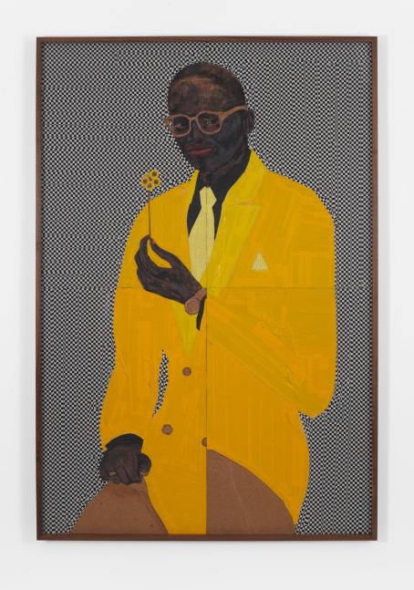 Serge Attukwei Clottey
Gentleman, 2020-2021
Oil paint, duct tape on cork board
70.75h x 47.50w in
179.71h x 120.65w cm