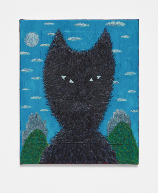 Mark Connolly
Black cat, 2020
Oil, pigment and pastel on collaged canvas
19.69h x 15.75w in
50h x 40w cm