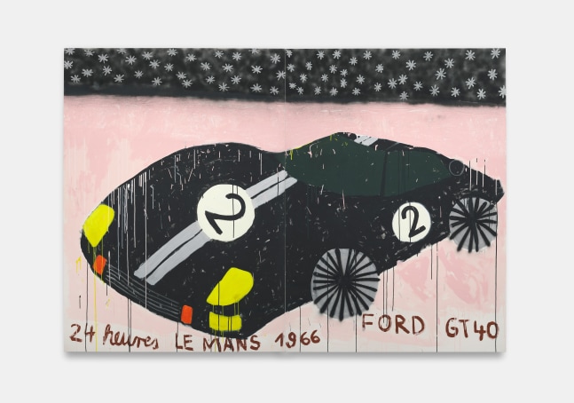 Gabrielle Graessle
ford gt 40, 2023
Acrylic, glitter and spray
70.25h x 102w x 1.25d in
178.44h x 259.08w x 3.18d cm