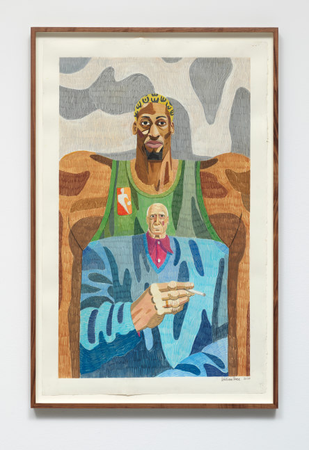 Julian Pace

Rodman and Picasso, 2020

Gouache and colored pencil on Arches paper

41h x 26w in
104.14h x 66.04w cm