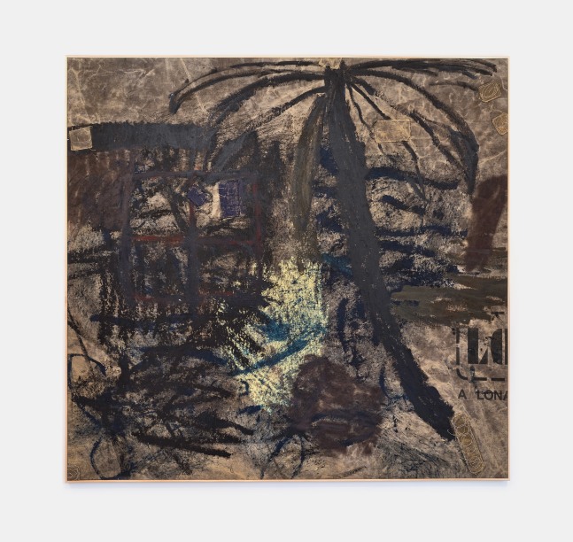 Douglas Knesse
window to paradise, 2024
Oil stick and acrylic painting on truck tarp
67h x 70w x 1.25d in
170.18h x 177.80w x 3.18d cm