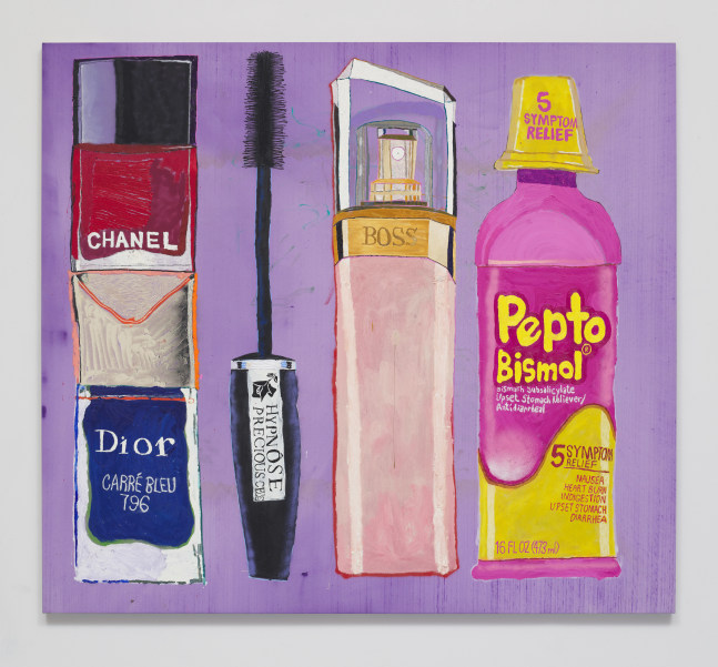 Michael Swaney
Chanel, Dior, Hypnose, Boss, Pepto, 2020
Acrylic, oil paint, spray paint and oil bar on canvas
66.93h x 74.80w x 1.25d in
170h x 189.99w x 3.18d cm