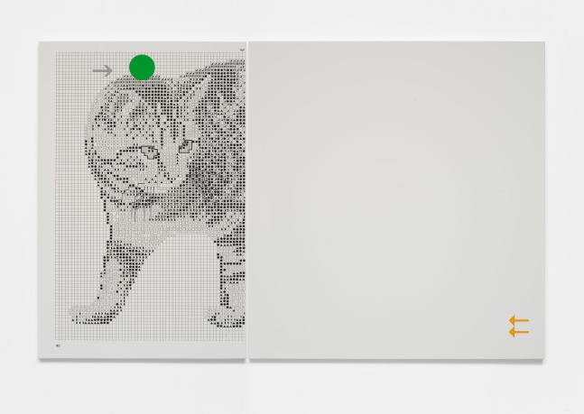 Richard Gasper
Cat (Diptych), 2020
high gloss polyurethane paint on laser-cut engineered wooden panels with aluminum and sustainable oak substructures
59.06h x 94.09w x 1.18d in
150h x 239w x 3d cm