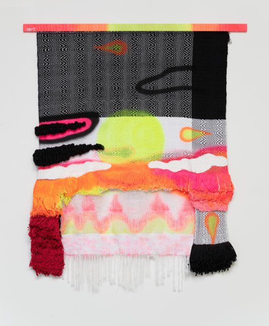 Desire Rebecca Moheb-Zandi
Fire, 2019
Tapestry Mixed Media, Shoe lace, wood, spray paint, acrylic paint, cotton, plastic, wool
90h x 76w in
228.60h x 193.04w cm