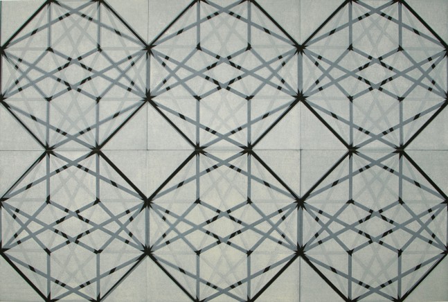 Jay Shinn Contained Element 6x6 #6, 2008 woodcut with chine colle on Lama Li and Rives BFK, printed at SVA, Unique image size: 30" x 45", paper size: 36" x 51"