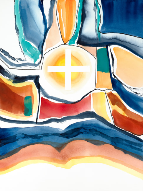 Arthur Turner Santa Fe Symbol, 2, 2023 watercolor on paper 24" x 18" AT 2357 Moody Gallery