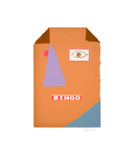 Jerry Jeanmard Gamesman, 2019 collage on paper 20" x 16" JJ 225 Moody Gallery