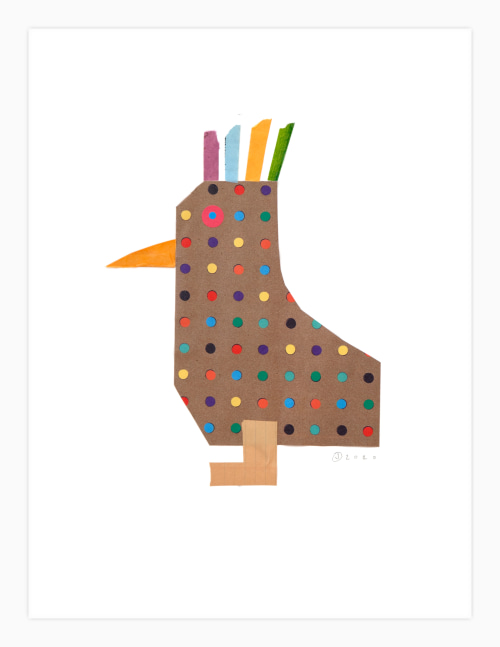 Jerry Jeanmard Spotted Hen, 2020 collage on paper 20 1/8" x 15 1/8" JJ 269 Moody Gallery