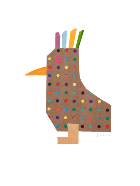 Jerry Jeanmard Spotted Hen, 2020 collage on paper 20 1/8" x 15 1/8" JJ 269 Moody Gallery