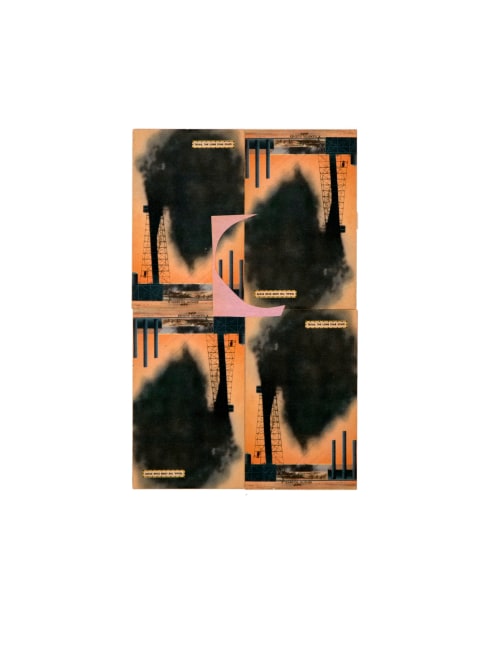 Jerry Jeanmard Gusher, 2019 collage on paper 20" x 15" JJ 232 Moody Gallery