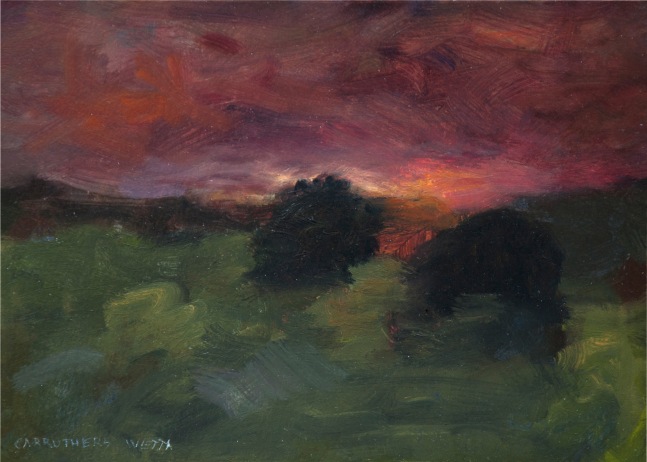 Jean Carruthers Wetta Two Bushes at Sunset, 2007 oil on multi-media artboard 5" x 7" JCW 90 Moody Gallery