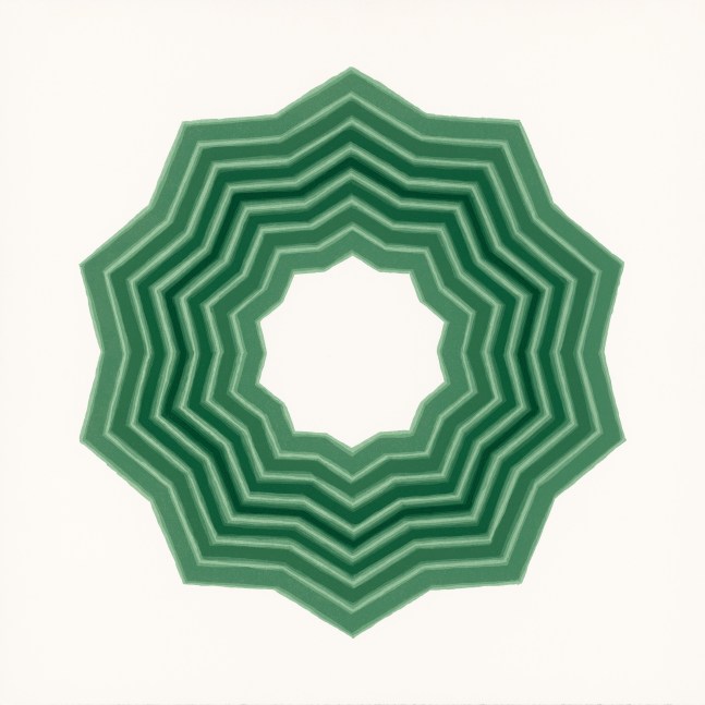 Jay Shinn Centric Graces 2, 2025 6 color lithograph, ed: 12 27" x 27"