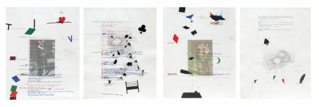 Terry Allen Debris from the Text, 1981 five color lithograph, ed: A.P., 4/10 suite of 4, 30" x 23 1/2" each TA 18 Moody Gallery